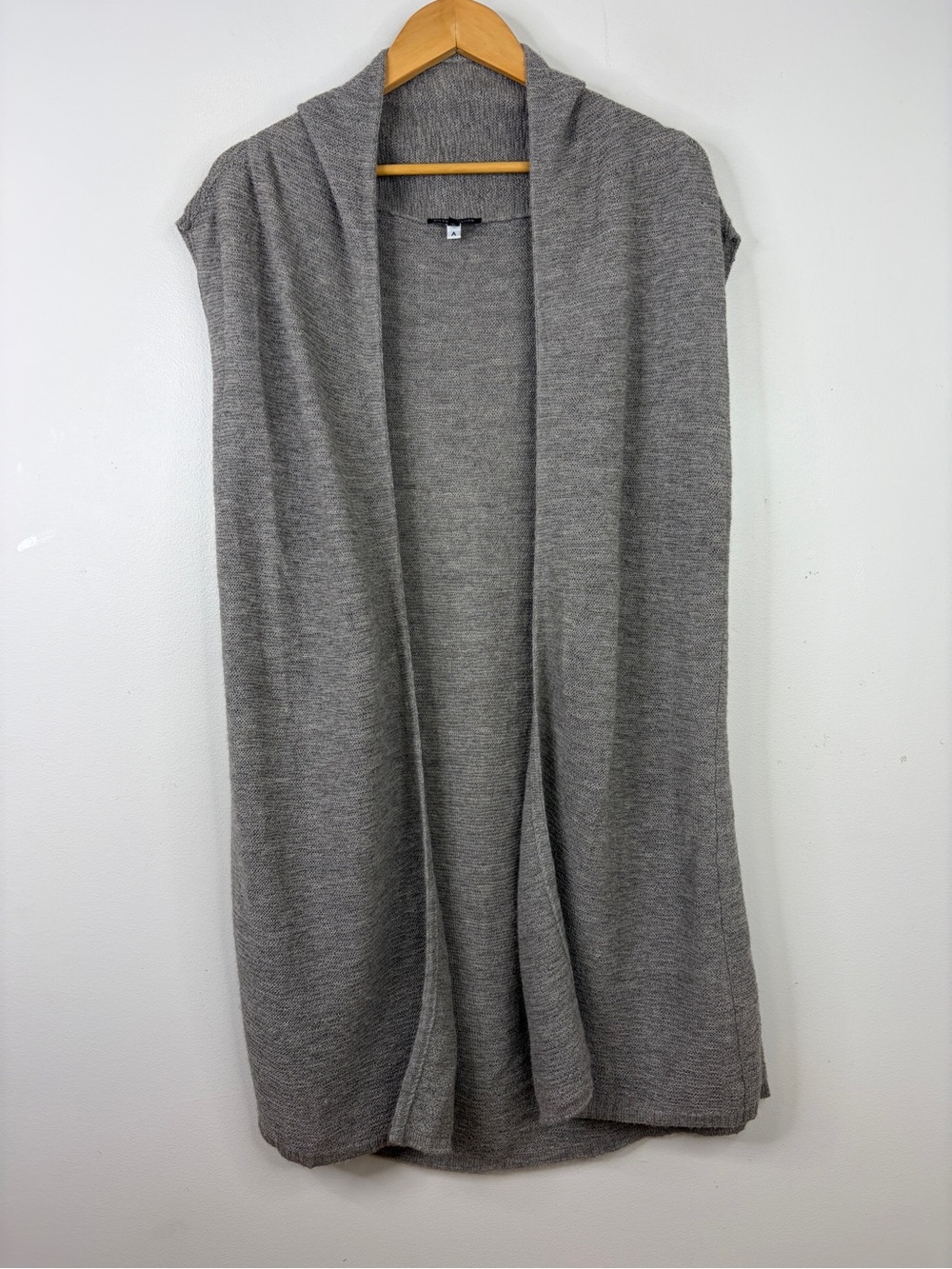 Eileen Fisher Sweater Womens Medium Gray Alpaca Knit Sleeveless Tunic Cardigan